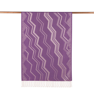 Lavender Ethnic Zigzag Silk Scarf - Thumbnail