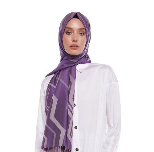 Lavender Ethnic Zigzag Silk Scarf