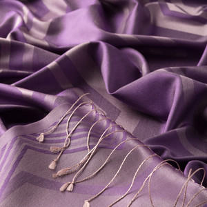 Lavender Ethnic Zigzag Silk Scarf - Thumbnail