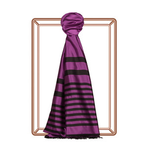 Lavender Meridian Striped Silk Scarf - Thumbnail