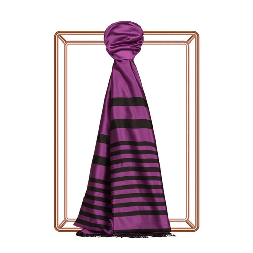 Lavender Meridian Striped Silk Scarf