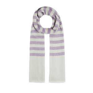 Lavender Striped Linen Cotton Scarf - Thumbnail