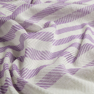 Lavender Striped Linen Cotton Scarf - Thumbnail