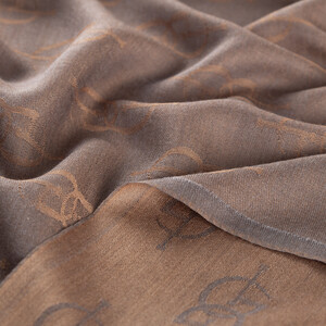 Leaden IE Monogram Wool Silk Scarf - Thumbnail