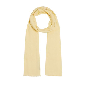Lemon Yellow Maze Print Cotton Scarf - Thumbnail