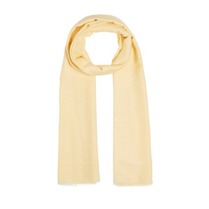 Lemon Yellow Plain Cotton Silk Scarf - Thumbnail