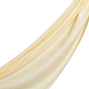 Lemon Yellow Plain Cotton Silk Scarf - Thumbnail