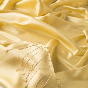 Lemon Yellow Plain Silk Scarf - Thumbnail