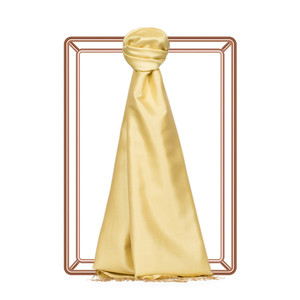 Lemon Yellow Plain Silk Scarf - Thumbnail