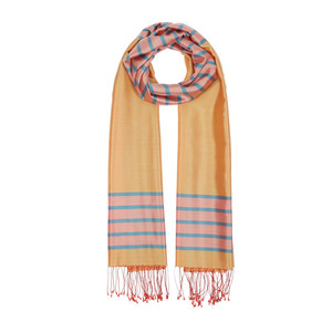 ipekevi - Lemon Yellow Striped Silk Shawl (1)