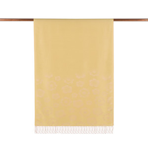 Lemon Yellow Violet Jacquard Silk Scarf - Thumbnail