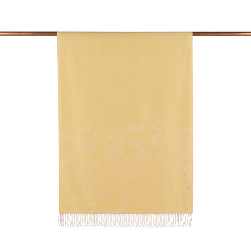 Lemon Yellow Violet Jacquard Silk Scarf