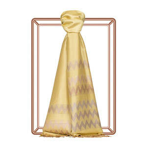 Lemon Yellow Zigzag Silk Scarf - Thumbnail