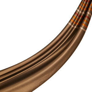 Light Brown Thin Striped Silk Scarf - Thumbnail