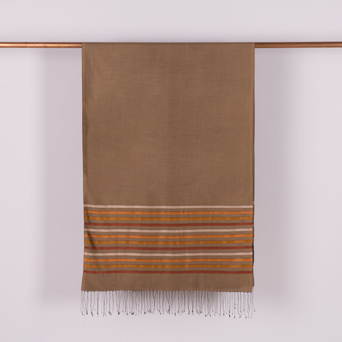 Light Brown Thin Striped Silk Scarf