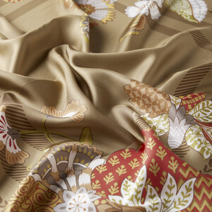 Light Camel Rajah Twill Sİlk Scarf - Thumbnail