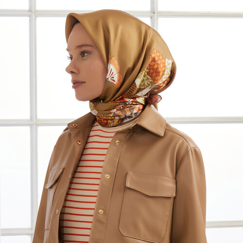 Light Camel Rajah Twill Sİlk Scarf