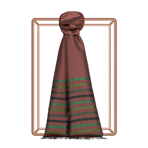 Light Copper Thin Striped Silk Scarf