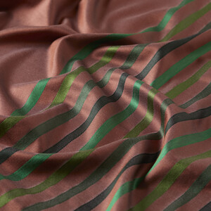 Light Copper Thin Striped Silk Scarf - Thumbnail