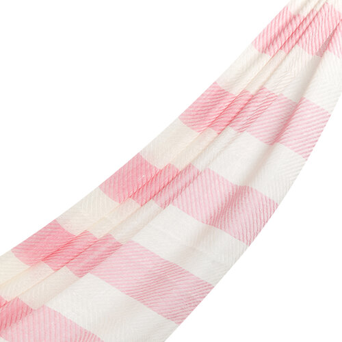 Light Fuchsia Block Striped Linen Cotton Scarf