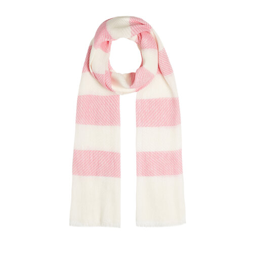 Light Fuchsia Block Striped Linen Cotton Scarf