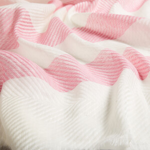 Light Fuchsia Block Striped Linen Cotton Scarf - Thumbnail