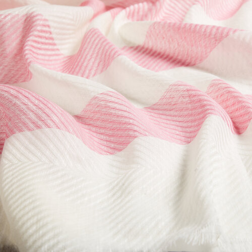 Light Fuchsia Block Striped Linen Cotton Scarf
