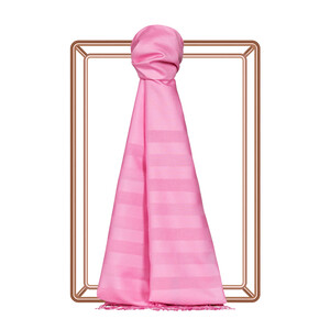 Light Fuchsia Mono Striped Silk Shawl - Thumbnail