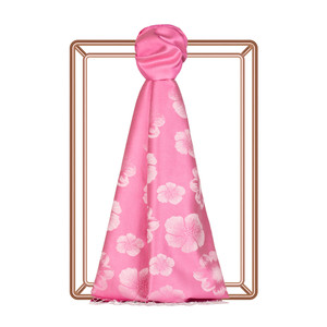 Light Fuchsia Violet Jacquard Silk Scarf - Thumbnail