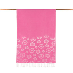 Light Fuchsia Violet Jacquard Silk Scarf - Thumbnail