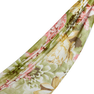 Light Green Melancholy Print Modal Cotton Scarf - Thumbnail