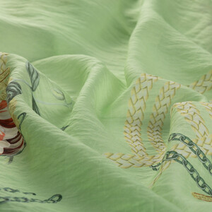 Light Green Mystic Garden Print Tencel Scarf - Thumbnail