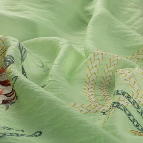 Light Green Mystic Garden Print Tencel Scarf