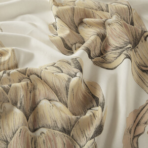 Light Ivory Artichoke Blossom Cotton Scarf - Thumbnail