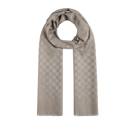 Light Mink Checkered Cotton Silk Scarf 