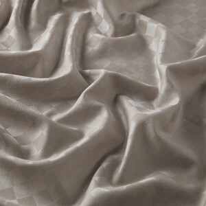 Light Mink Checkered Cotton Silk Scarf - Thumbnail