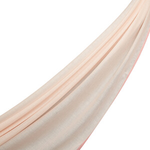 Light Nude Bordered Modal Silk Scarf - Thumbnail