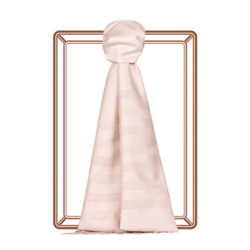 Light Pink Mono Striped Silk Scarf