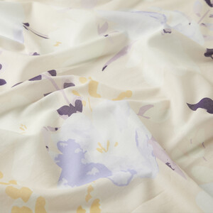 Light Purple Peony Print Cotton Scarf - Thumbnail