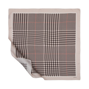 Light Stone Shepherd Plaid Silk Twill Scarf - Thumbnail