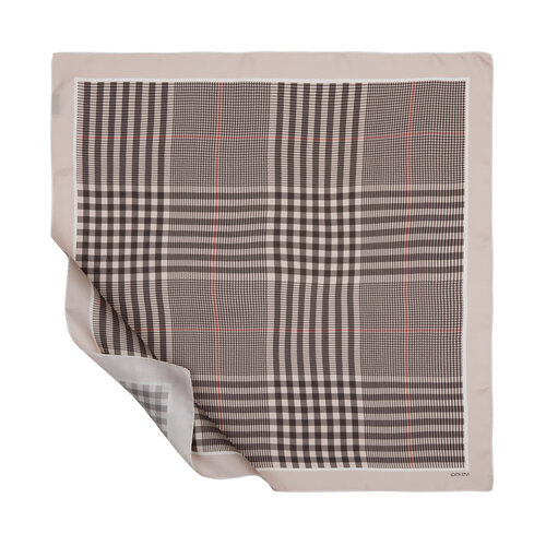 Light Stone Shepherd Plaid Silk Twill Scarf