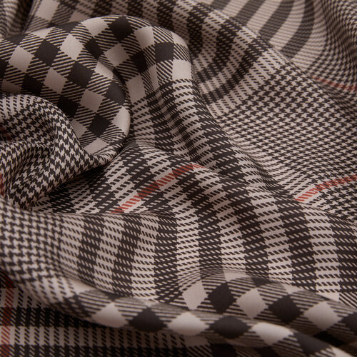 Light Stone Shepherd Plaid Silk Twill Scarf