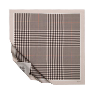 Light Stone Shepherd Plaid Silk Twill Scarf - Thumbnail