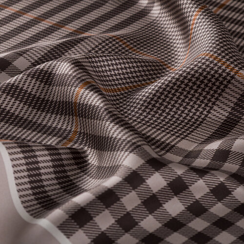 Light Stone Shepherd Plaid Silk Twill Scarf