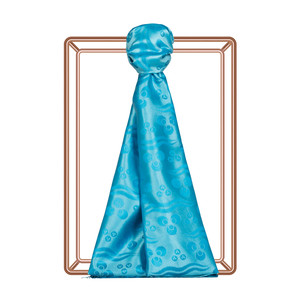 Light Turquoise Cintemani Jacquard Silk Scarf - Thumbnail