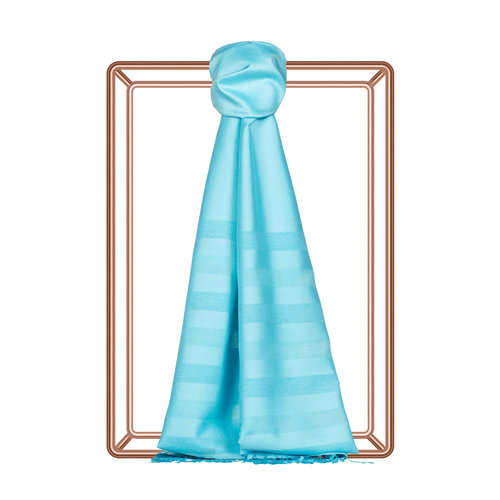 Light Turquoise Mono Striped Silk Scarf