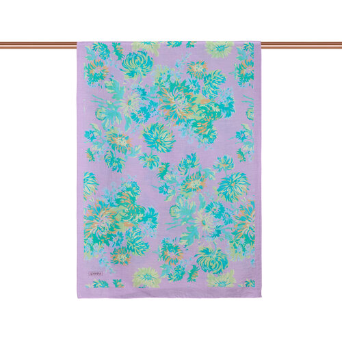 Lila Chrysanthemum Print Tencel Scarf