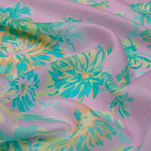 Lila Chrysanthemum Print Tencel Scarf