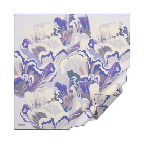 Lila Mor Çiçek Mermeri Pamuk Eşarp