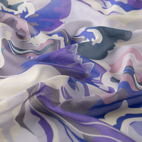 Lila Mor Çiçek Mermeri Pamuk Eşarp